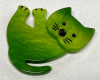 BB167 Marie Pavone pearly green Galaltih cat brooch pin